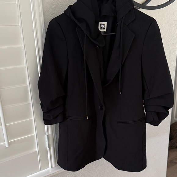 Anne Klein Black Blazer with Hood - Picture 1 of 2